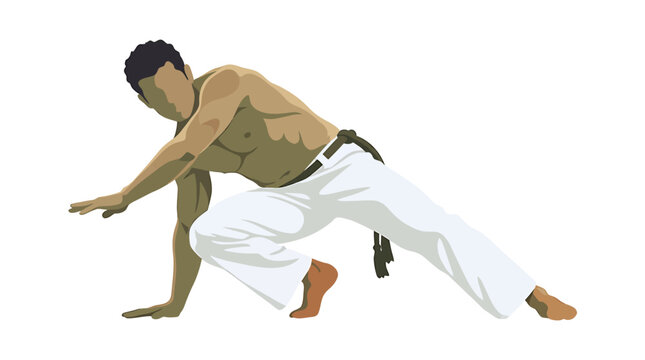 Middle Eastern Male Performing Capoeira Ginga Step