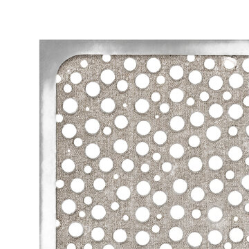Adhesive lattice macro crop showing punched vent holes and fabric weave on transparent background