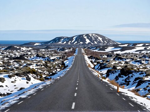 First Snow Tundra Road Snaefellsnes Iceland