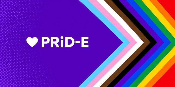 Pride progress flag background with vibrant rainbow colors and white text, LGBTQ+ community celebration design, digital pride banner for social media and equality campaigns