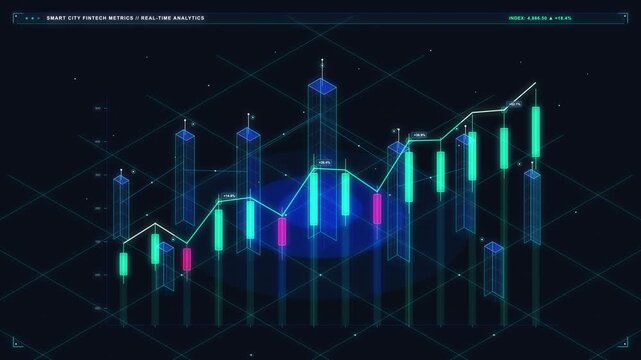 financial analytics, stock market growth, data visualization, business chart, digital dashboard, isometric graph, economic forecast, trading platform, network analysis, technology interface