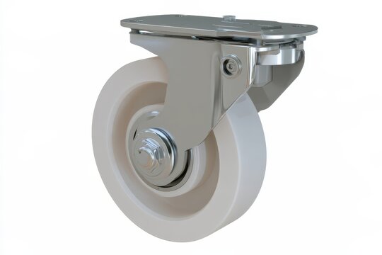 Metal caster wheel with white tire
