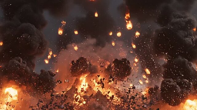 無数の火の玉が地上に降り注ぐ危険コンセプト動画