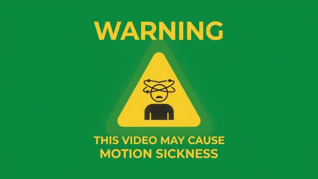 Motion sickness warning sign animation with dizzy icon on green screen background