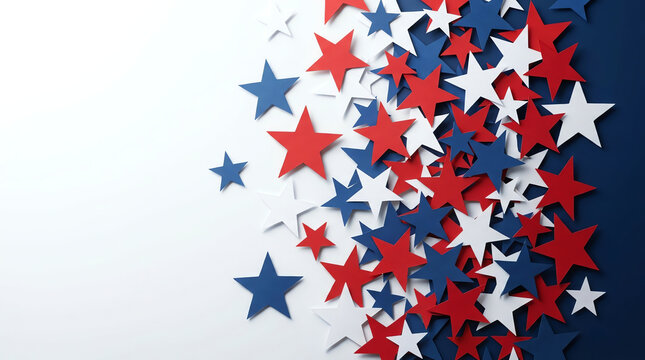 Red white and blue star cutouts create a patriotic diagonal arrangement