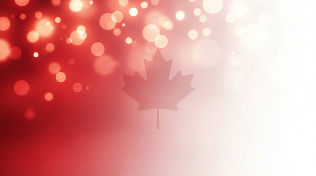 Maple leaf silhouette against a red and white gradient background