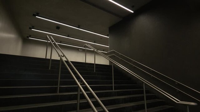 Empty staircase at Vend&ocirc;me underground metro station in Montreal