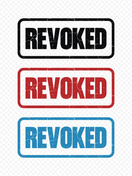 Revoked stamp set with transparent background in black red and blue colors