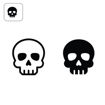 Skull icon set, flat vector illustrations of human skulls