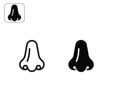 Human Nose Icon Set, Minimalist Vector Illustration of Nasal
