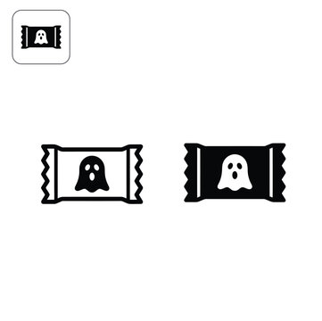 Halloween Ghost Candy Wrapper Icon Set Vector Illustration. Spooky