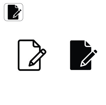 Document edit icon set with pencil and paper, flat