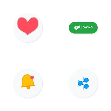 Neomorphic Social Media Engagement Package: Animated SVG Like Follow Subscribe Share Buttons for Business Content.