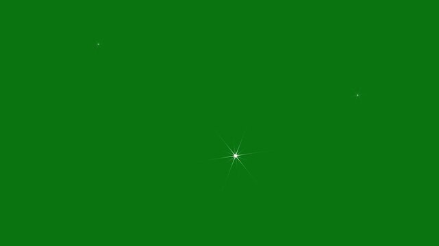 Bright Twinkle Stars Blinking in Retro Style Vector Animation for Night Sky, flat vector blinking shining light twinkling effect, on green screen background. 4k animation