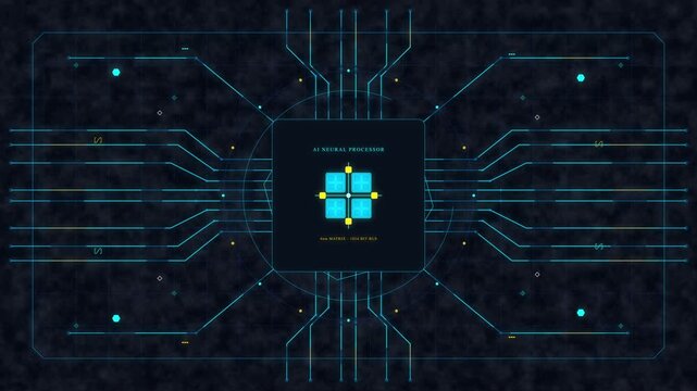 Futuristic HUD interface motion graphic with digital technology circuit pattern