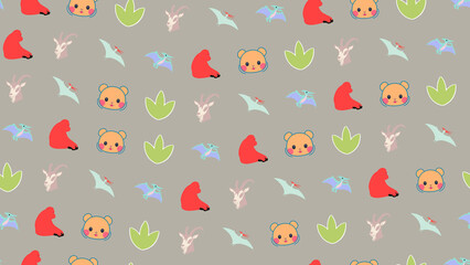 Cartoon animals and dinosaurs pattern © xie