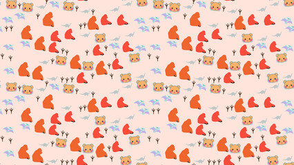 Cartoon Bears, Dinosaurs, and Pterodactyls Pattern © xie