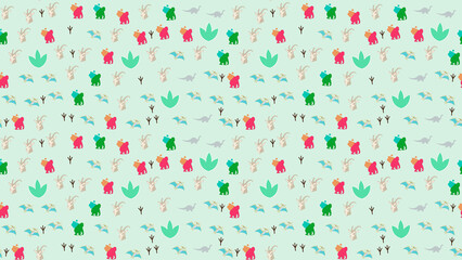 Cartoon Dinosaur and Animal Pattern © xie