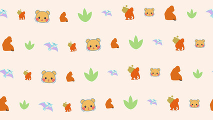 Cute cartoon animals and dinosaurs pattern © xie