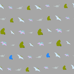 Seamless pattern of cartoon dinosaurs and pterodactyls © xie