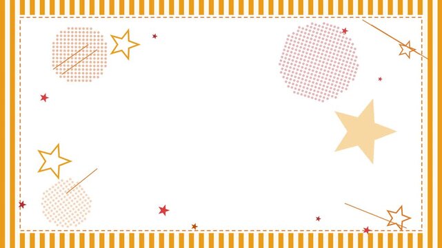 cute yellow striped border background with stars and dots animation