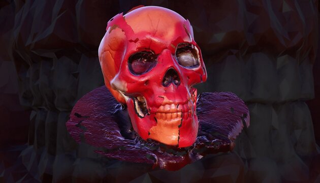 Red Skull Dark Horror Scene Red Skull Halloween Horror Dark Gothic Background