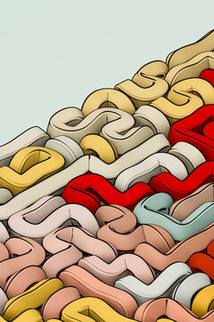 Warm pastel maze landscape with red gold and cream rounded pathways illustration