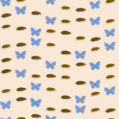 Pattern of Blue Butterflies and Brown Insects © gilang