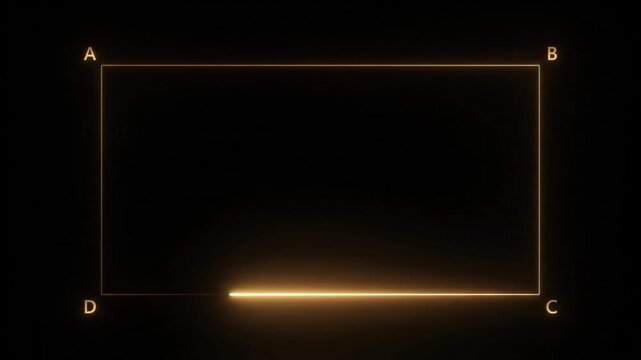Animated geometric rectangle with coordinates on dark background