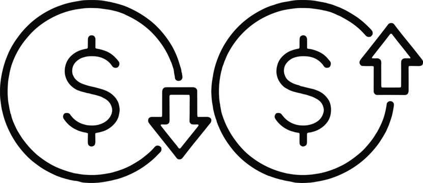 Black Dollar Circles with Up and Down Arrows