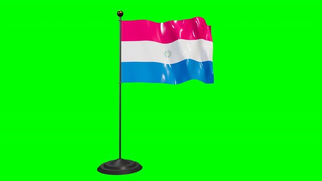 Paraguay national flag waving on a flagpole against a vibrant green screen background