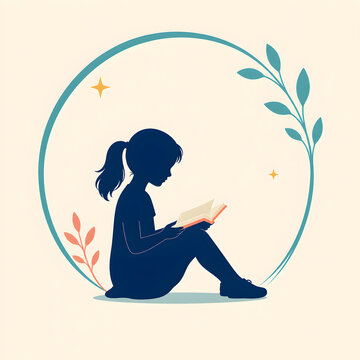 Kategori ini paling tepat karena elemen utama gambar adalah girl child + reading + book + educationliteracy dalam bentuk conceptual illustration.