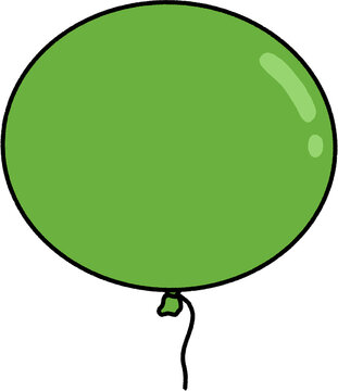 Hand drawn green balloon with string
