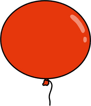 Hand drawn red balloon with string