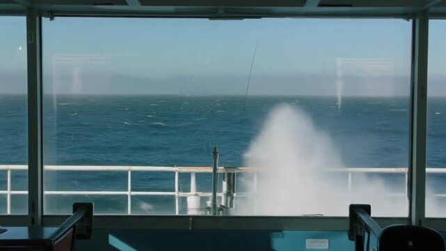 Sea spray hitting a terminal window