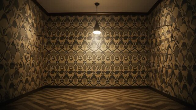 Lamp light shifting in a maximalist parlour