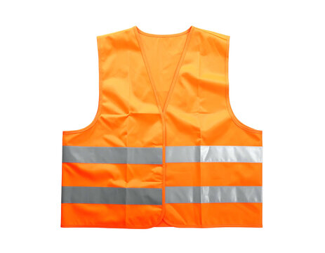 Orange reflective safety vest isolated on black background