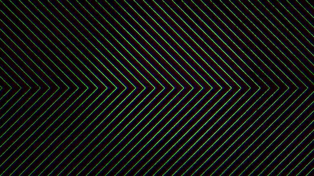 Glowing neon green chevron pattern moving in a continuous flow on a