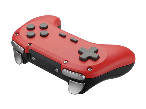 Red and Black Ergonomic Video Game Controller Isolated on White