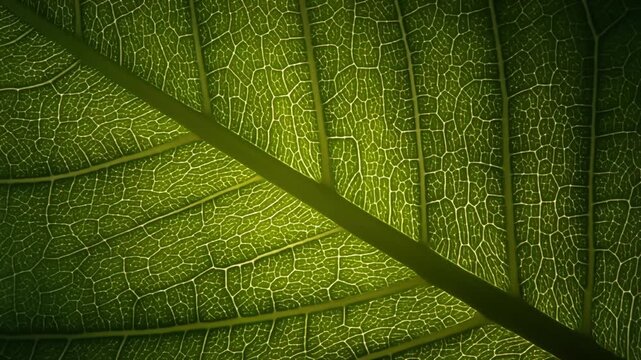 Backlit leaf veins glowing