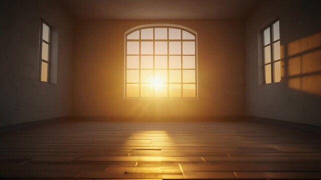 Dawn light filling an empty room