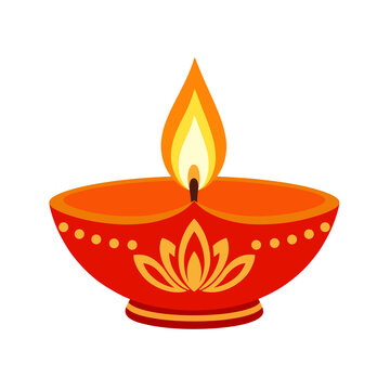Traditional diya oli lamp for diwali festival isolated on transparent background 