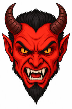 Vector illustration of red devil face