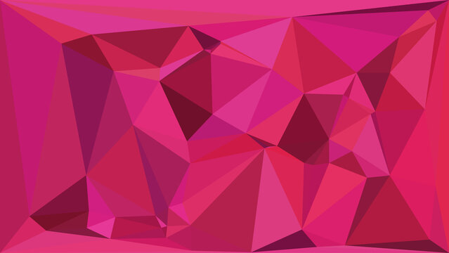 Deep pink geometric low poly background with sharp triangular facets for modern design needs