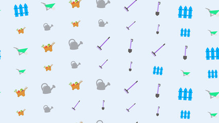 Gardening Tools and Produce Pattern © Nilu