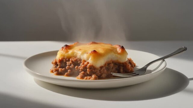 Minimalist Shepherds Pie on a Flat White Plate