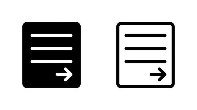 Document export or submit icons in solid and outline style with document