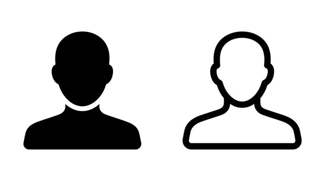 Black and outline generic human user profile icons with identity