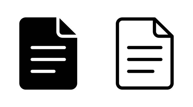 Document page with written text lines icon set document information