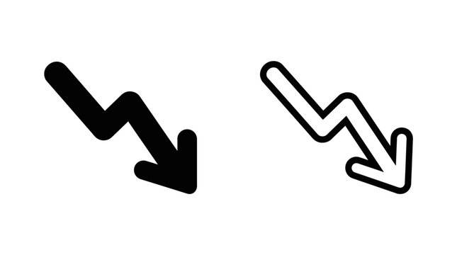 Declining zigzag trend arrow icon representing economic downturn